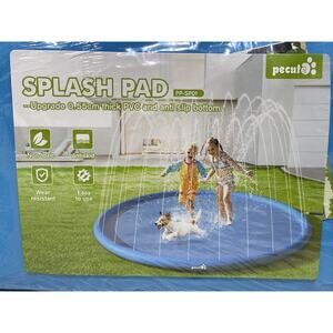 Splash Pad 66" Anti-Slip Dog Pool for Large Dogs Kids Non Toxic Thick PVC Blue